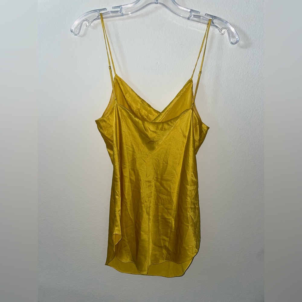 Cinq a sept yellow Marta silk cowlneck cami spaghetti strap tank top - Picture 5 of 5